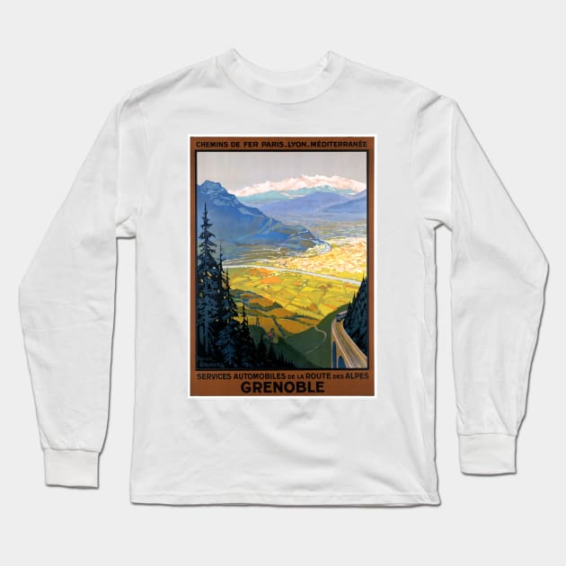 Vintage Travel Poster France Grenoble Long Sleeve T-Shirt by vintagetreasure